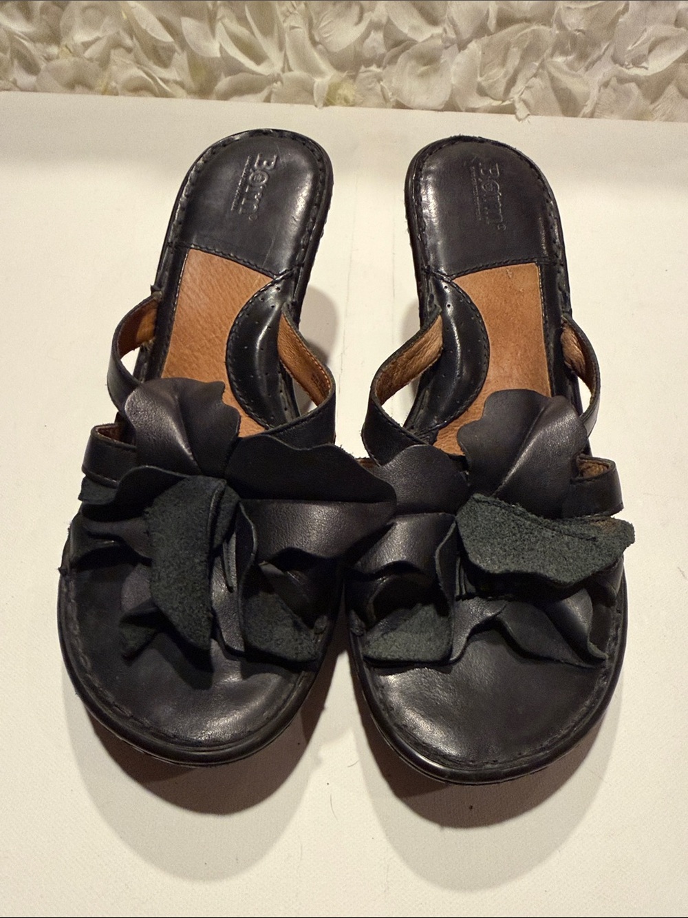 Born Vintage Y2K Black Floral Leather Slide Mules